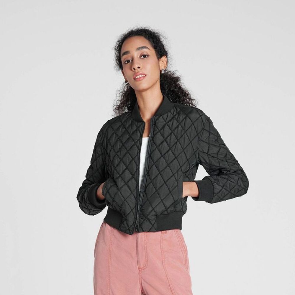 Women's Quilted Bomber Jacket - Wild Fable Black XL